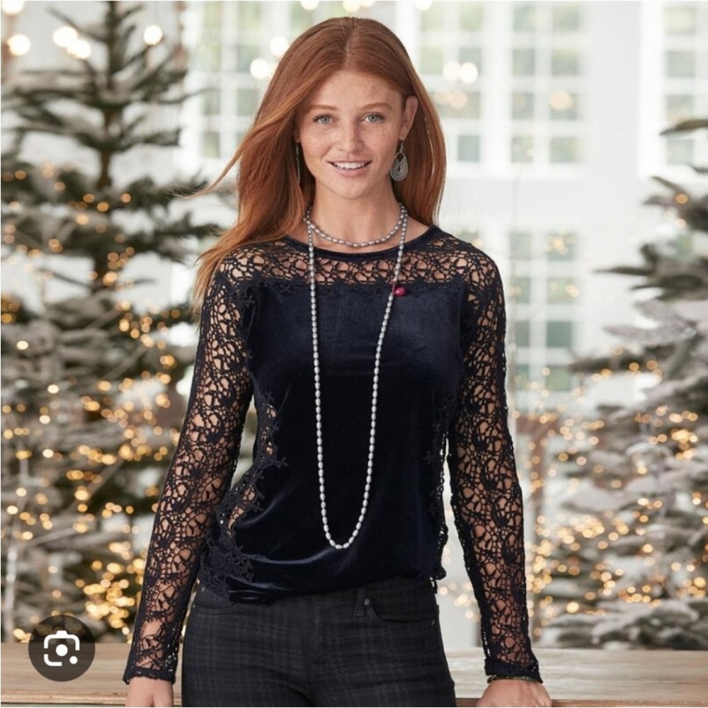 Elegant Lace Sleeve Velvet Blouse